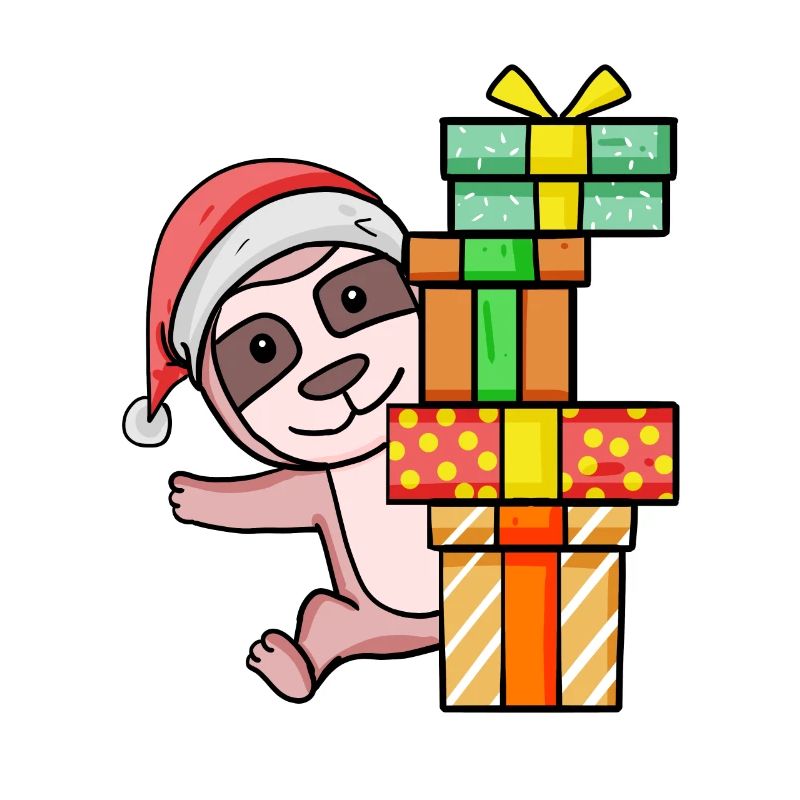 Faultier mit Weihnachtsmütze