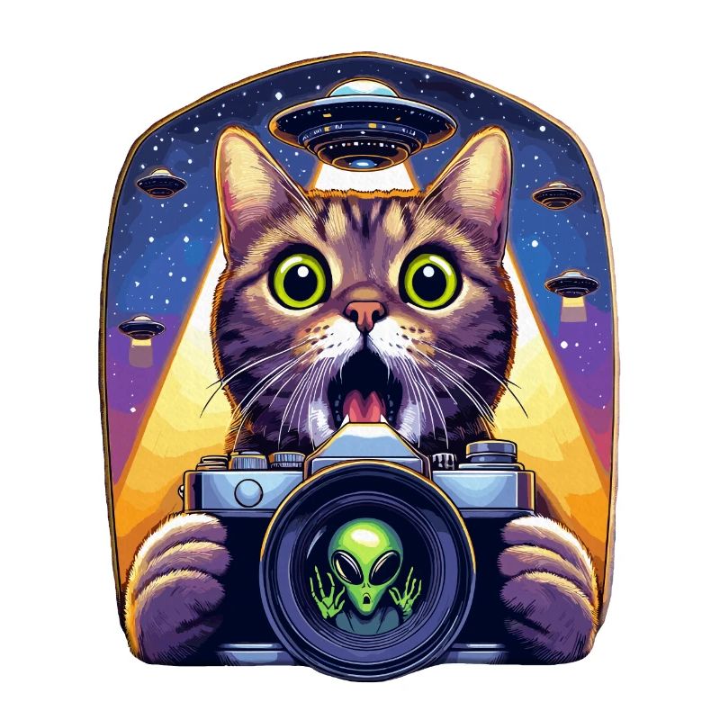 Funny Scared Cat With UFO Alien Attack 3D Effect