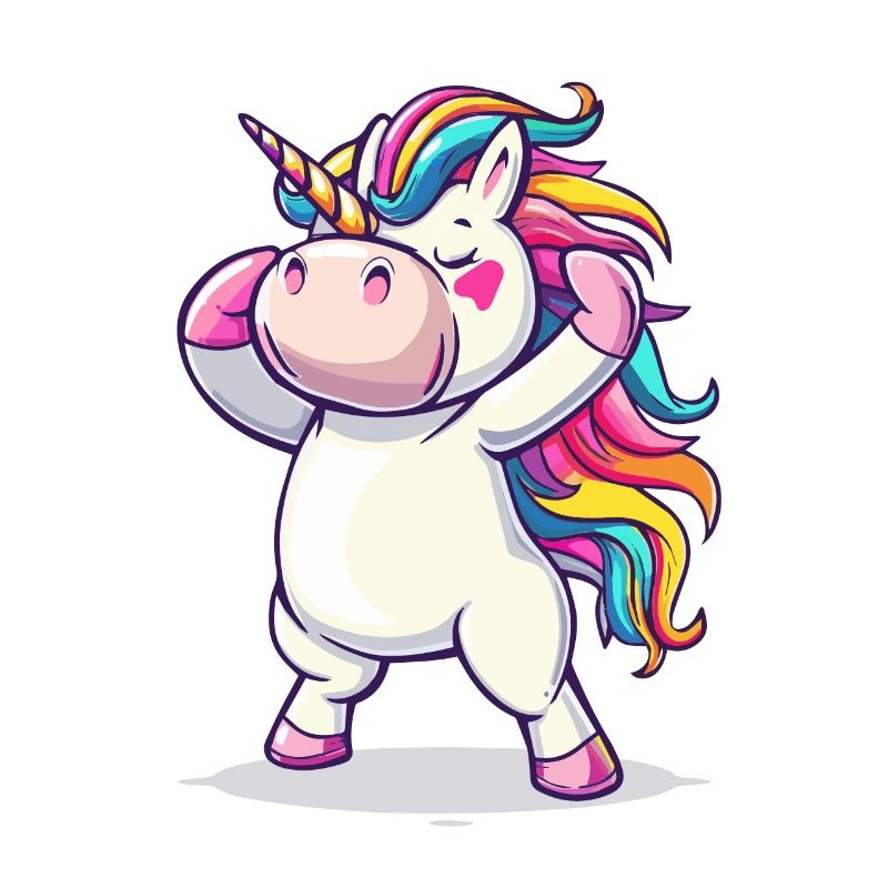 Tanzendes Einhorn mit Regenbogenhaar