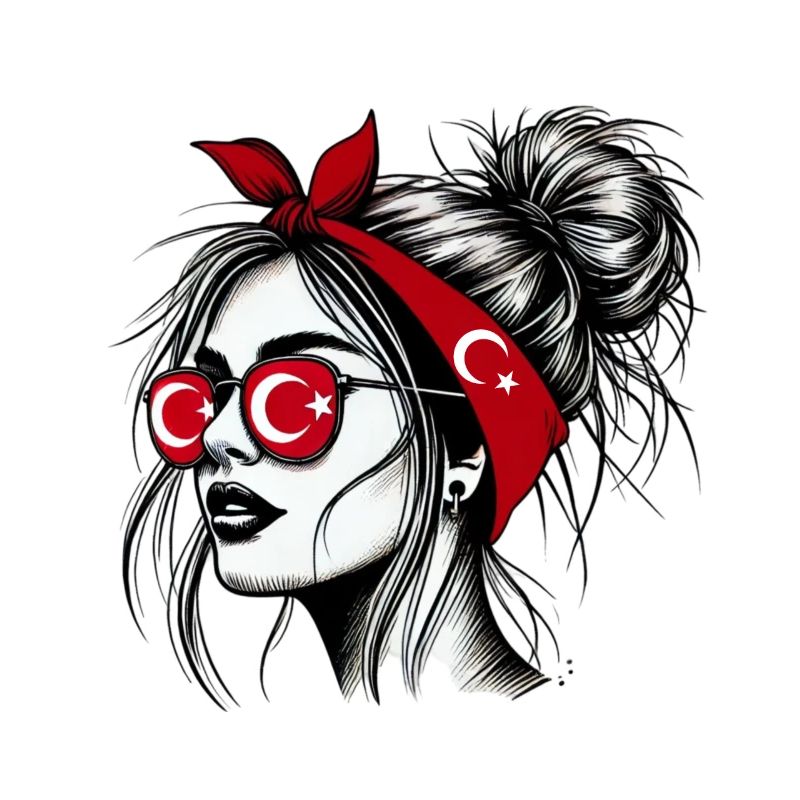 femme turque élégante avec design de drapeau turc