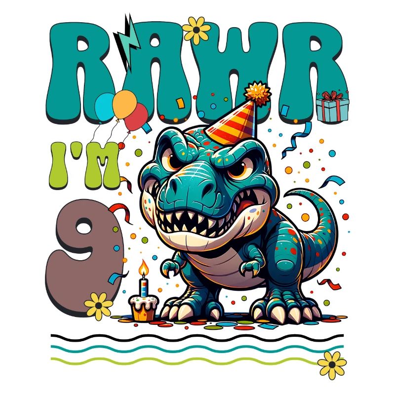 9. Geburtstag Rawr T Rex Dinosaurier