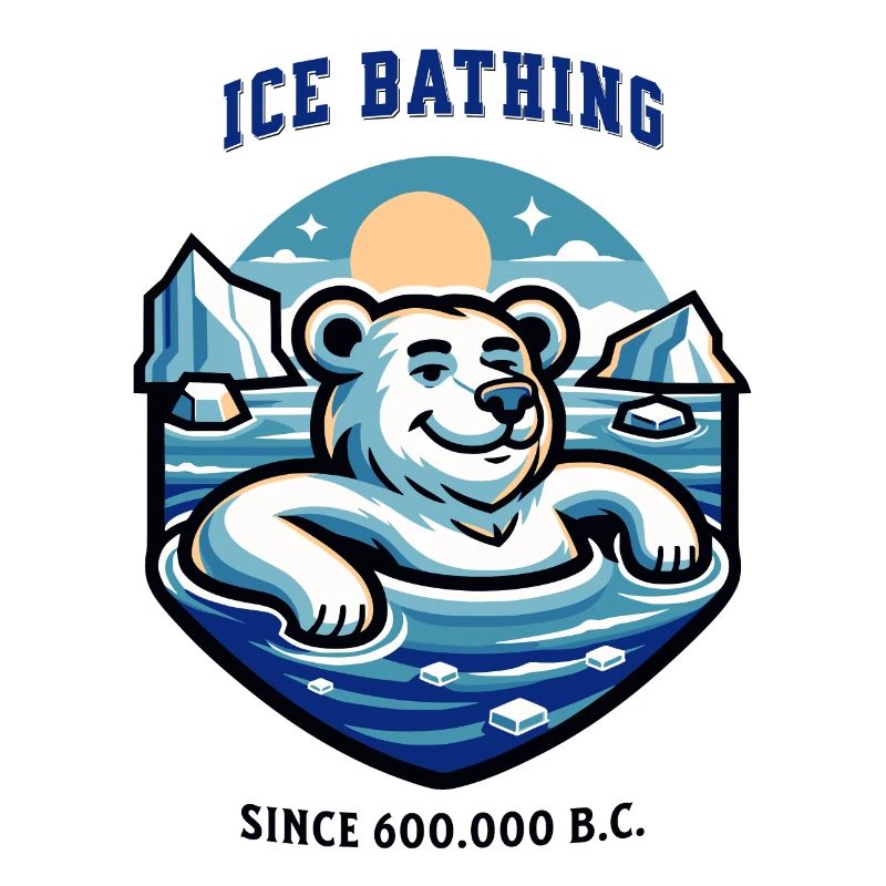 relaxter Eisbär beim Eisbaden lustiger Spruch