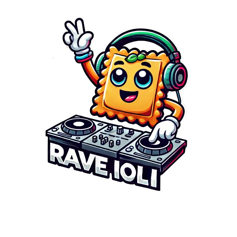 Ravioli Rave Techno Disco DJ Funny Whimsical
