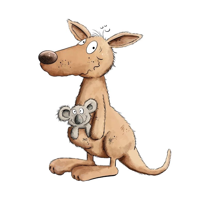 Drolliges Känguru Mit Koala Bär Im Beutel