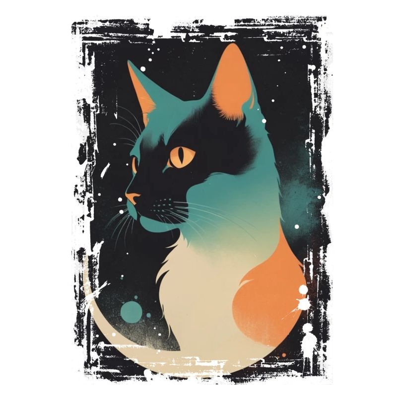 Mystical cat in the moonlight