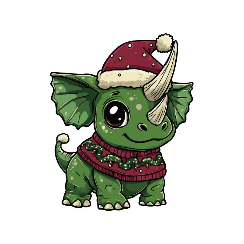Dinosaur triceratops Christmas Comic