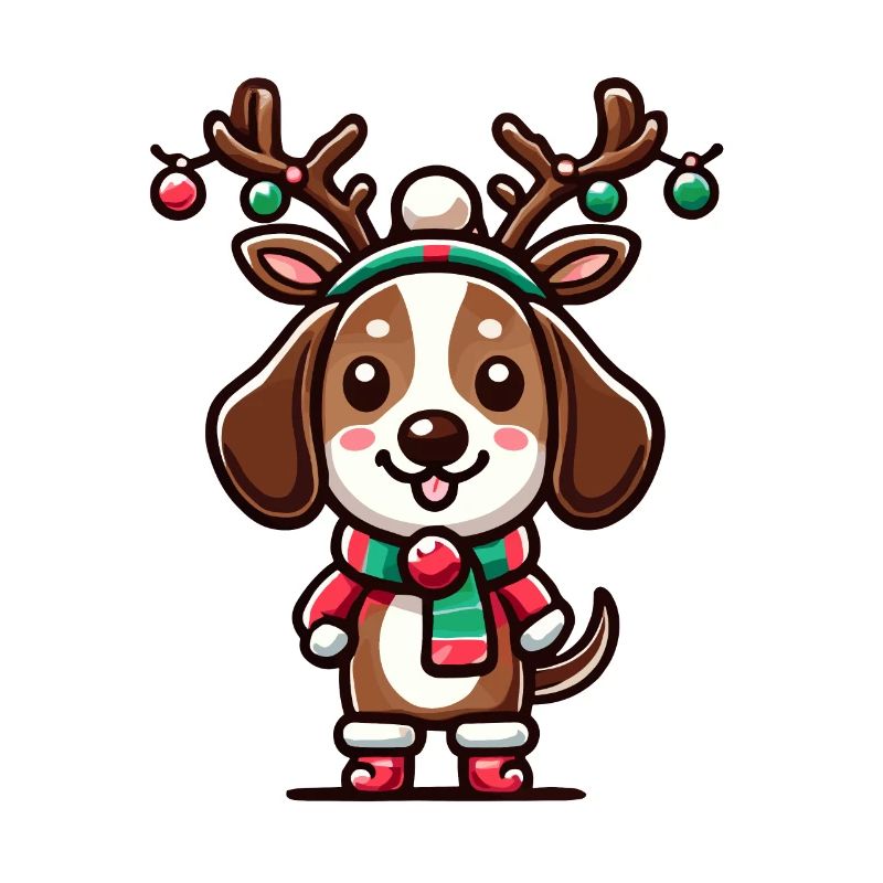 Chiot de Noël mignon avec des bois