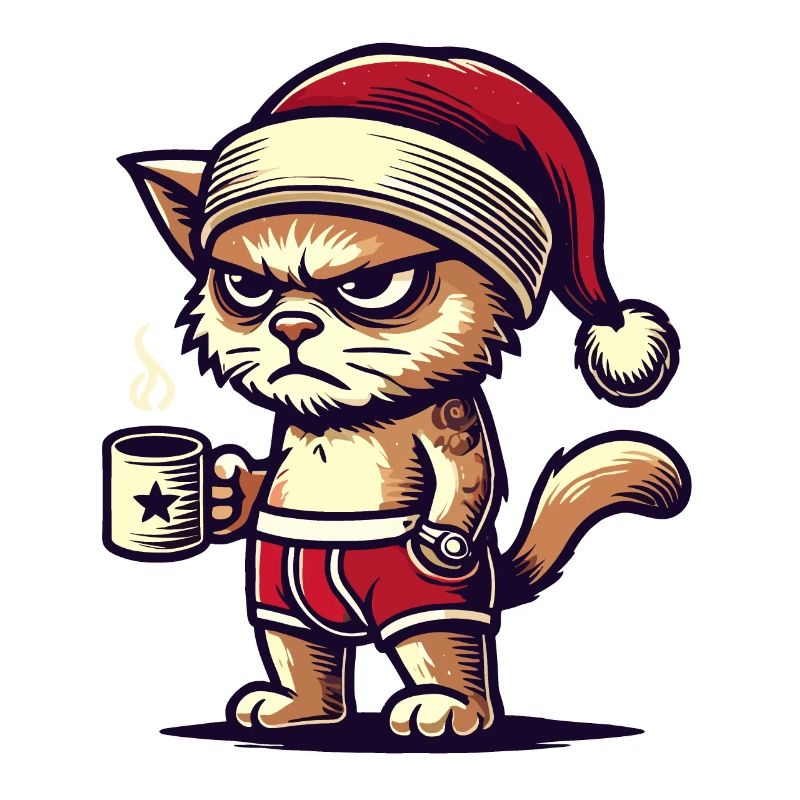Funny Grumpy Christmas Cat