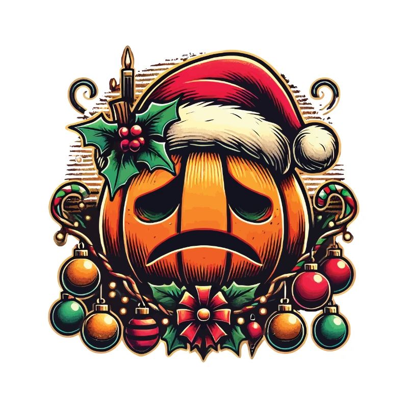 Sad pumpkin with Santa hat