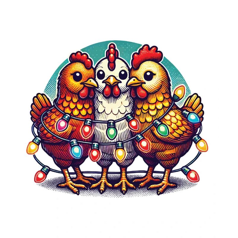 Christmas with funny chickens