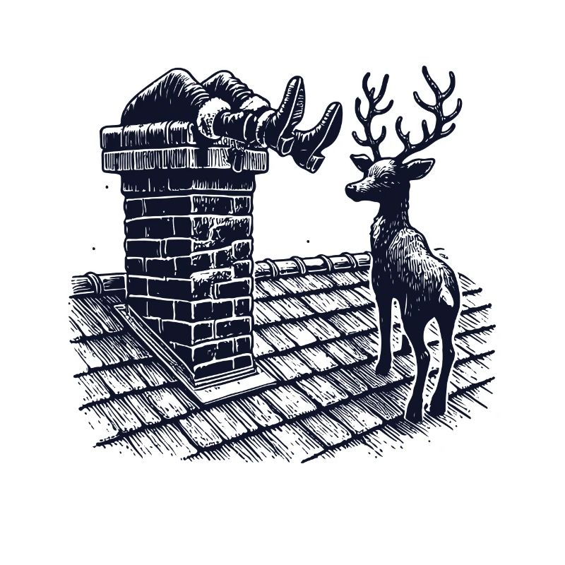 Scène d’humour de cheminée de Noël drôle