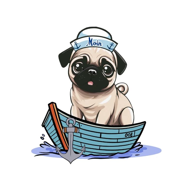 maritim Matrosen Mops Hund Seefahrer Boot