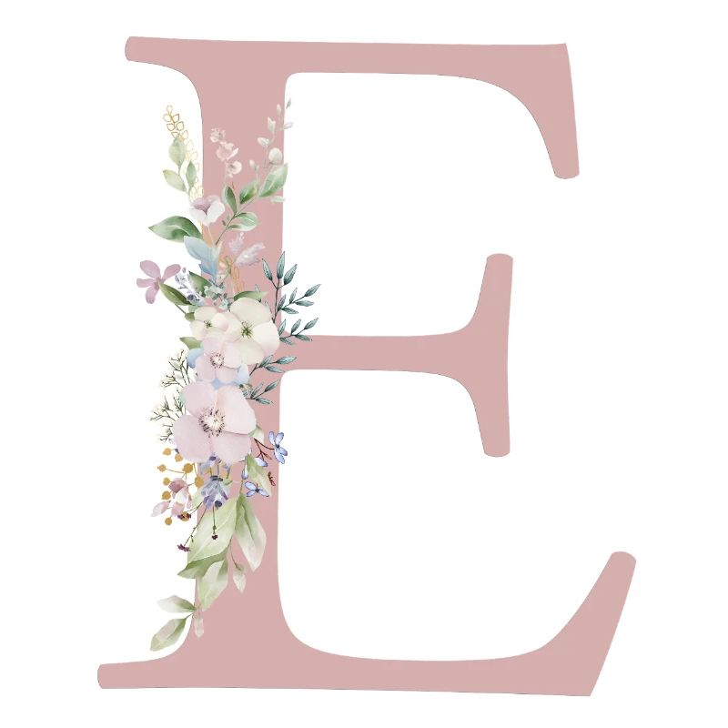 E Monogram, Floral, Customizable