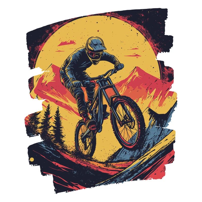 Mountain bikers Downhill Mountains Cycling