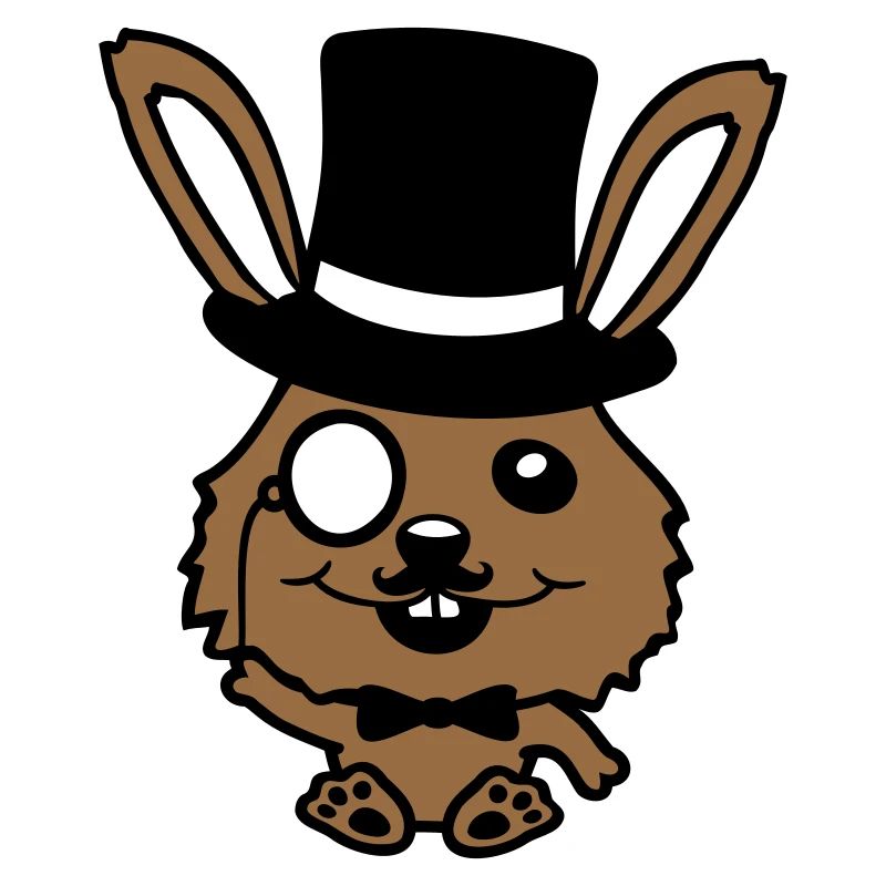 Sir Bunny Monocle Lunettes Barbe Chapeau haut de forme M. M.