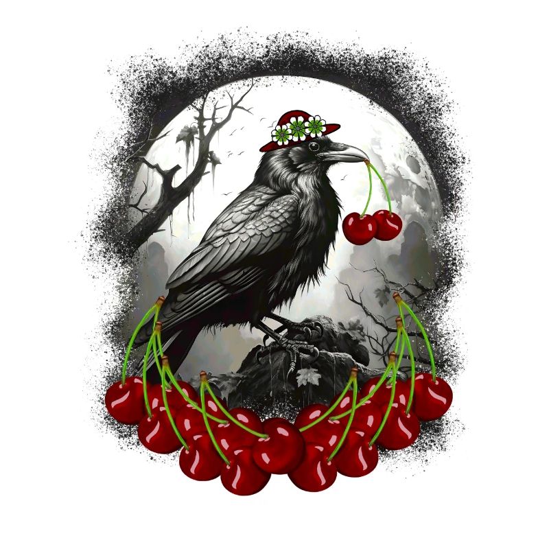 Summertime: cherries, cherries, ravens, ravens, crow
