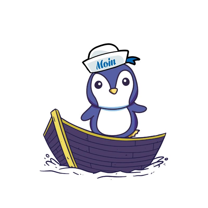 Kind Kinder Boot Seemann Seefahrer Pinguin