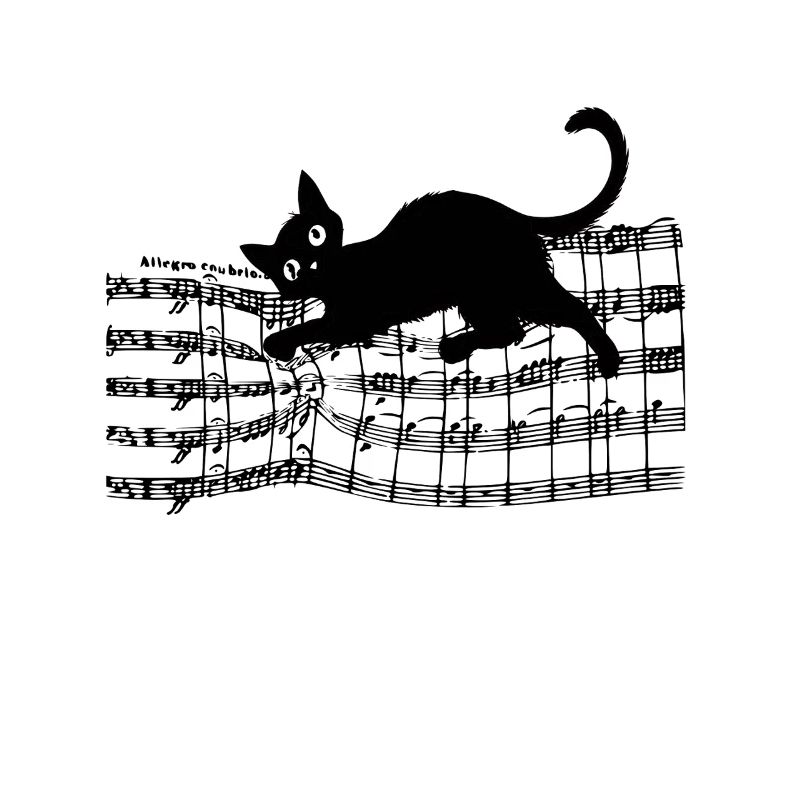 Chat Ludique Sur Partitions De Notes