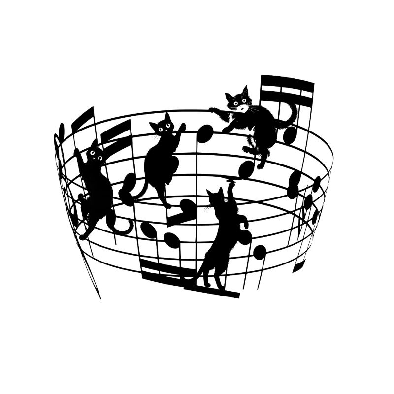 Cats dancing on staves Music Notes