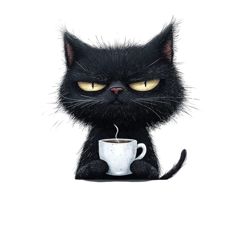 Chat avec du café à personnaliser