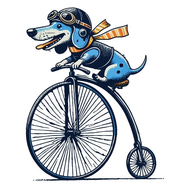 Teckel à vélo pour les amateurs de rétro avec style