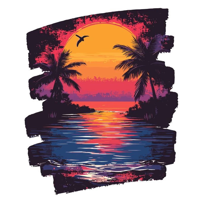 Beach Palm Trees Sunset Summer