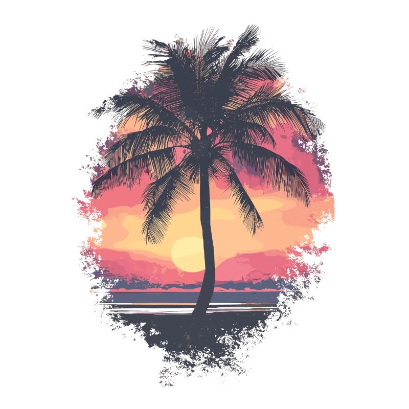 palmier coucher de soleil été
