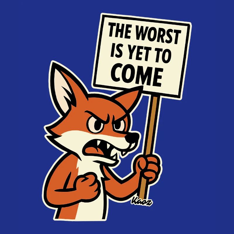 Angry fox protests and warns