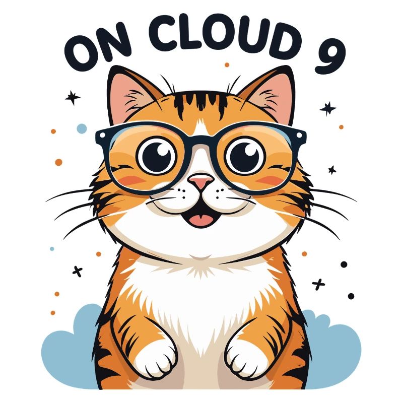 Cute cat illustration with glasses