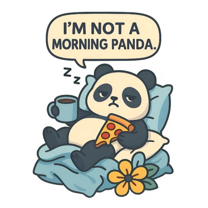 Relaxing panda with drink and pizza