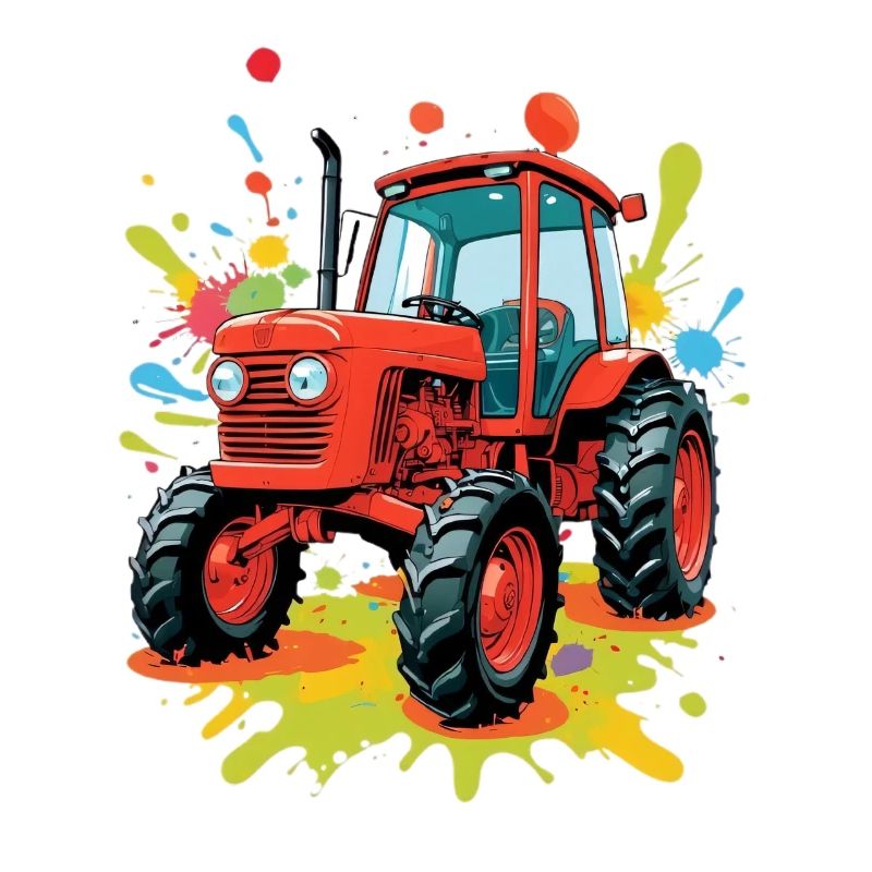 Farbenfroher Traktor Kunstdesign