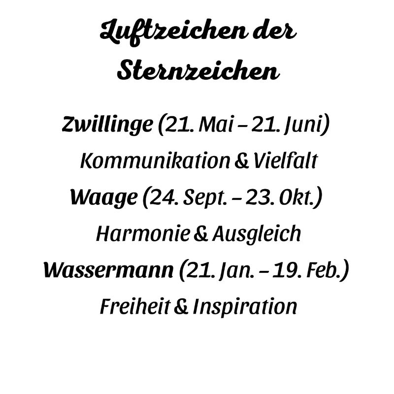 Luftzeichen der Sternzeichen