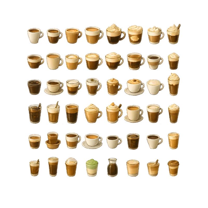 Various coffee drinks