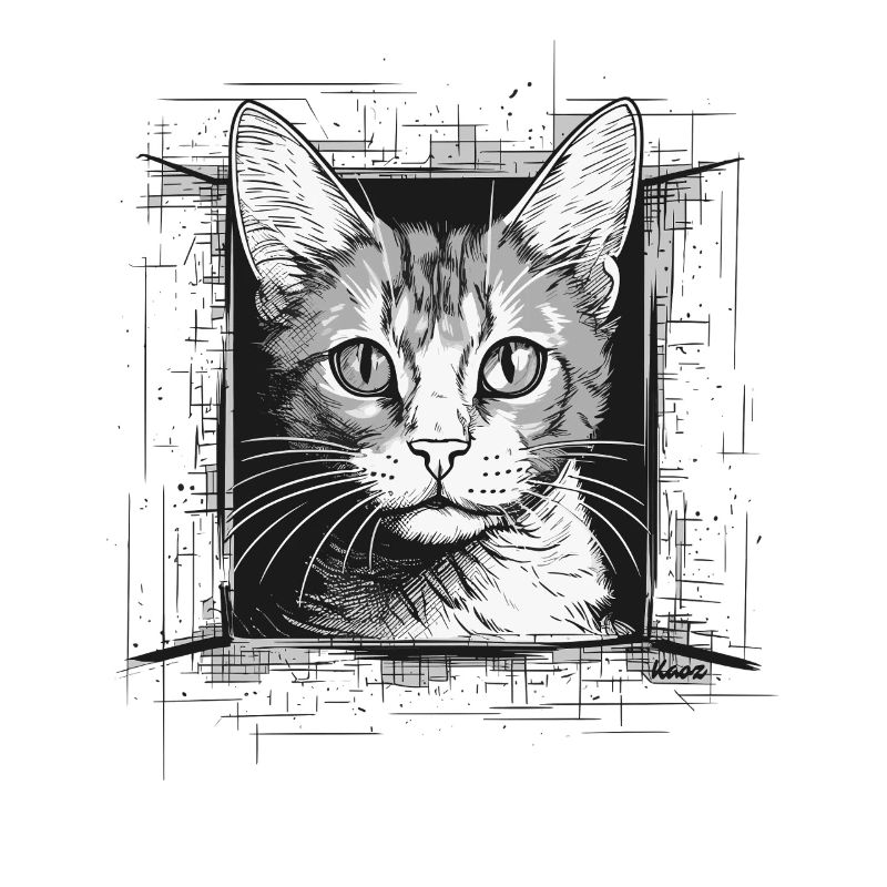 Portrait einer Kastze mit technischer Ästhetik