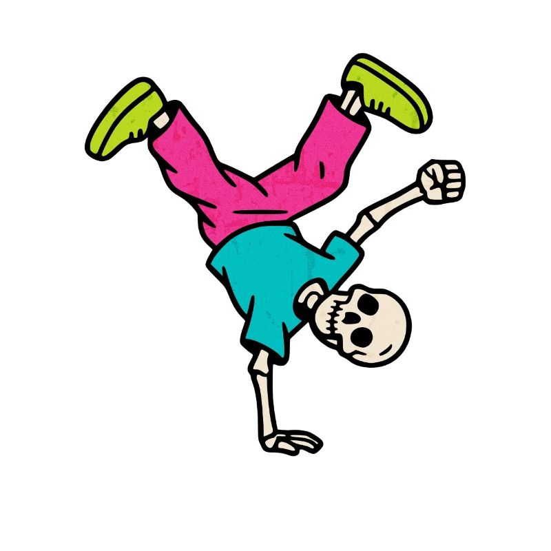 Néon Breakdance Squelette Rétro Hip-Hop