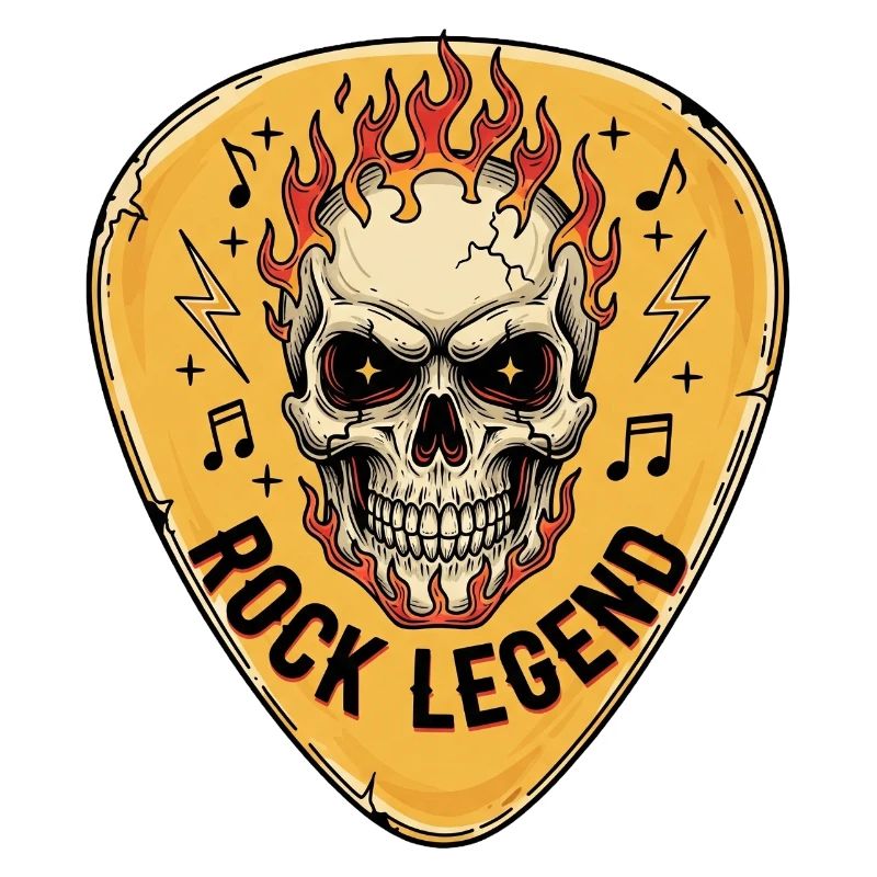 Rock Legend Skull with Flames