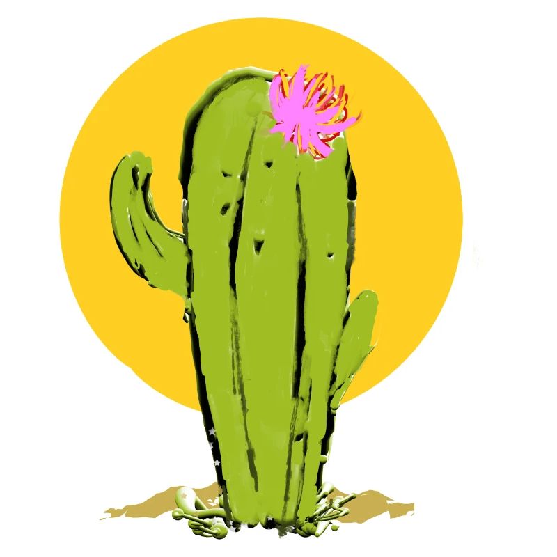 Cactus avec fleur abstraite