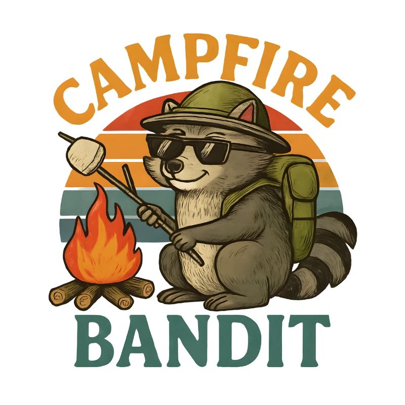  Campfire Bandit – Retro Waschbär mit Marshmallows