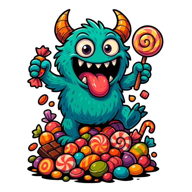 Playful troll artwork with sweets
