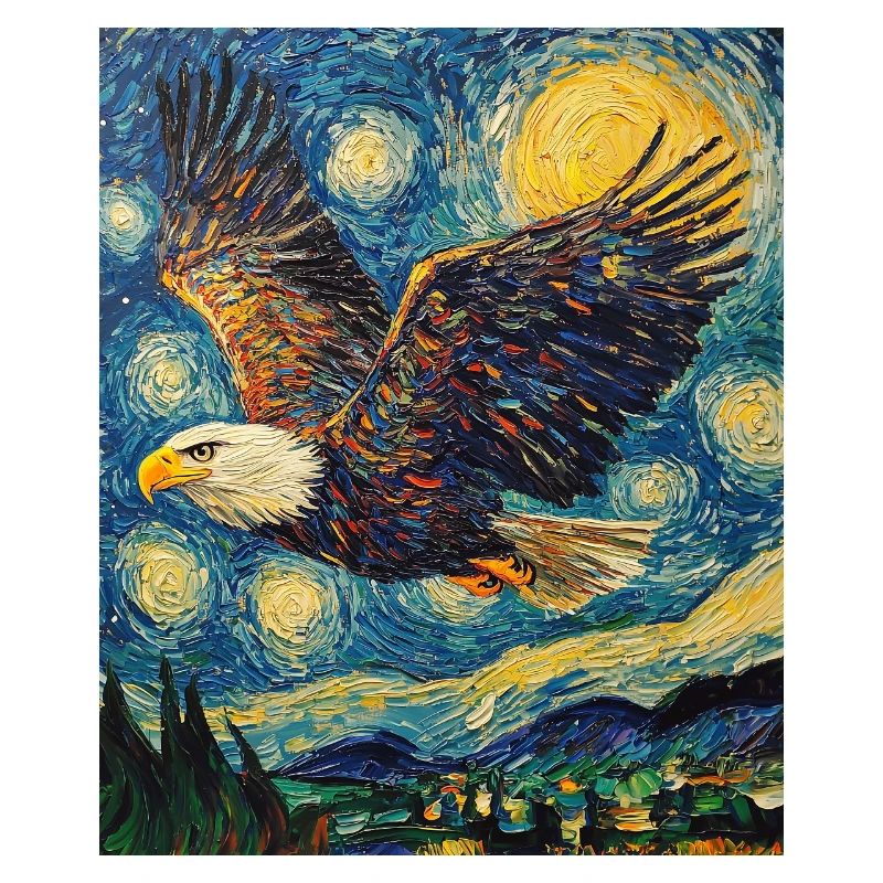 Eagle Bird Van Gogh Style Starry Night