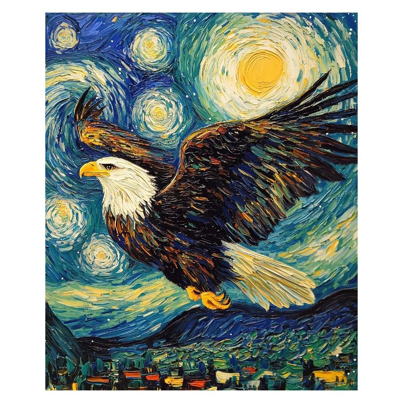 Eagle Bird Van Gogh Style Starry Night