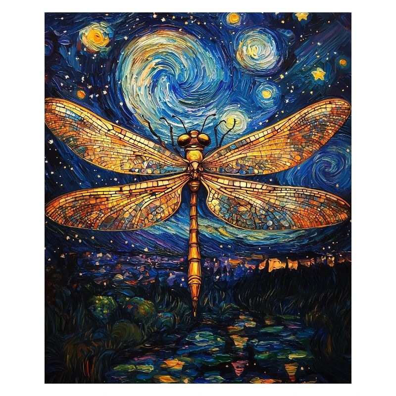 Libellule style Van Gogh Nuit étoilée