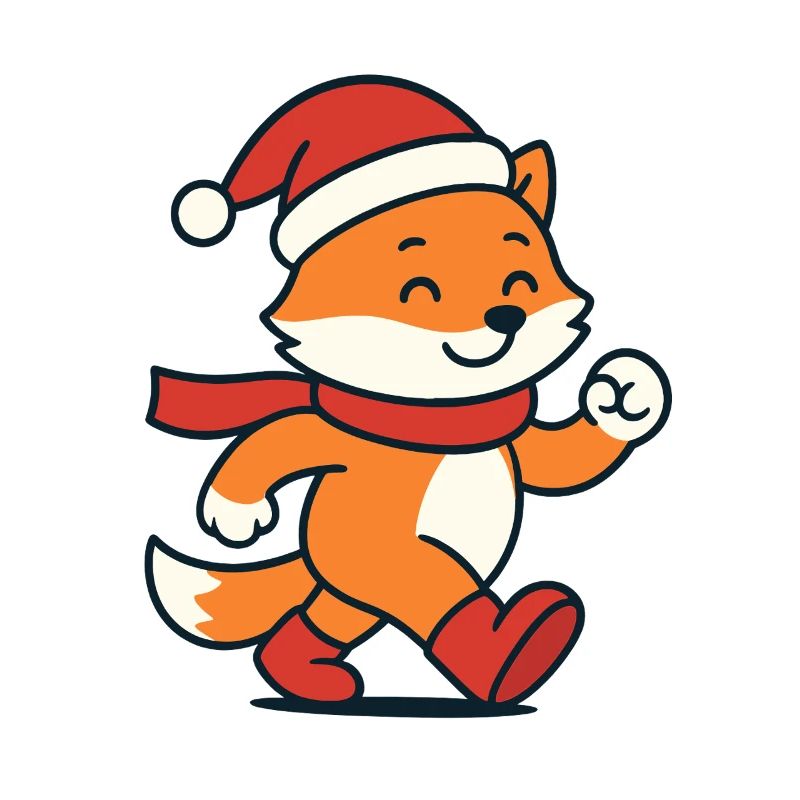 Cute winter fox with hat & scarf