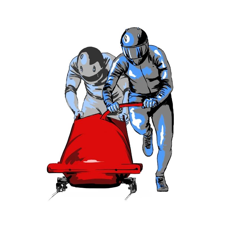 Bobfahrer beim Anschieben am Start