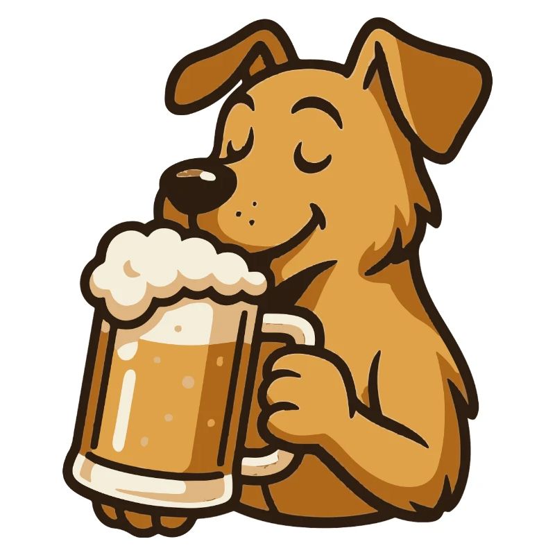 chien avec chope de bière dessin animé design