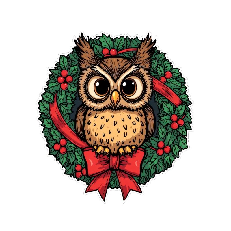 Eule im Weihnachtskranz