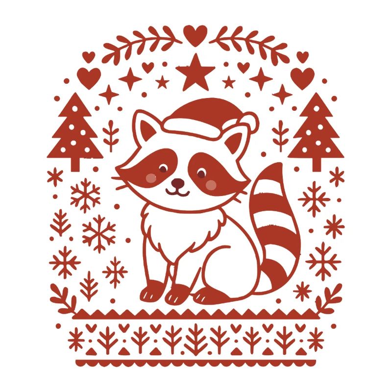 Christmas Raccoon Pattern Design