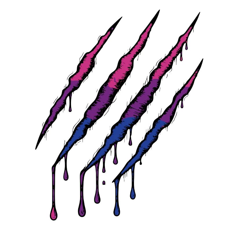 Bi Pride Claw - Bisexual Flag Scratch Mark