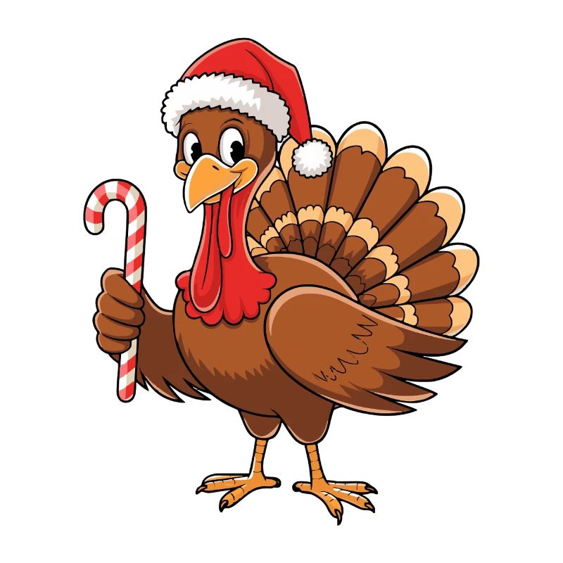 Dinde avec chapeau de Noël Thanksgiving