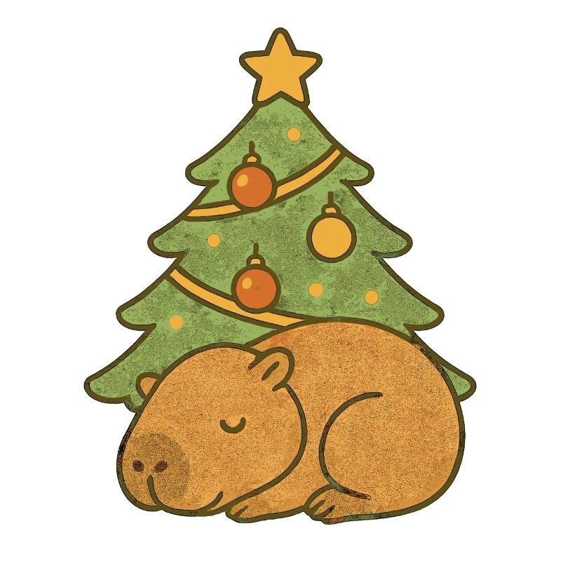 ✨ Sleeping Capybara under the Christmas Tree 🎄